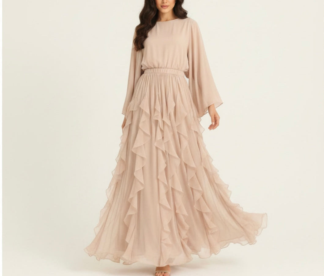 Sofia ruffle set- Rose beige