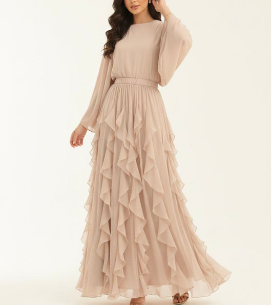 Sofia ruffle set- Rose beige