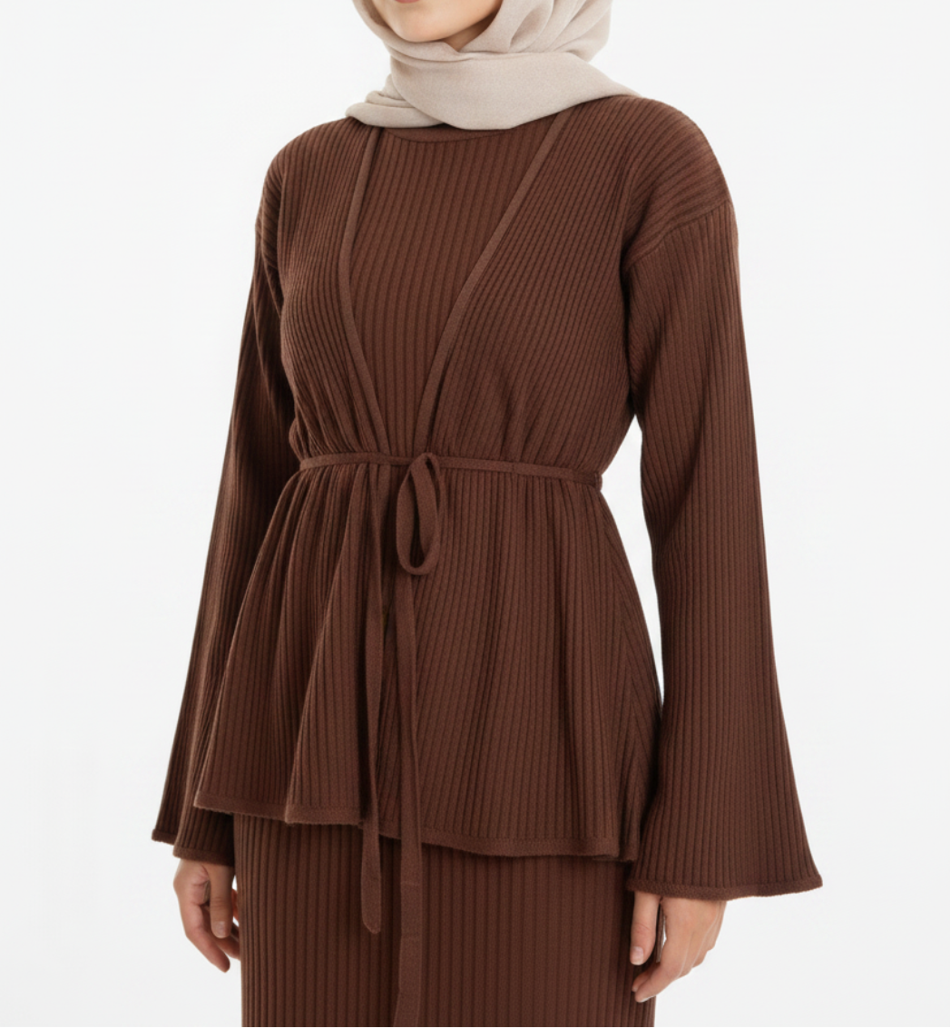 Haya pleated maxi set- Mocha