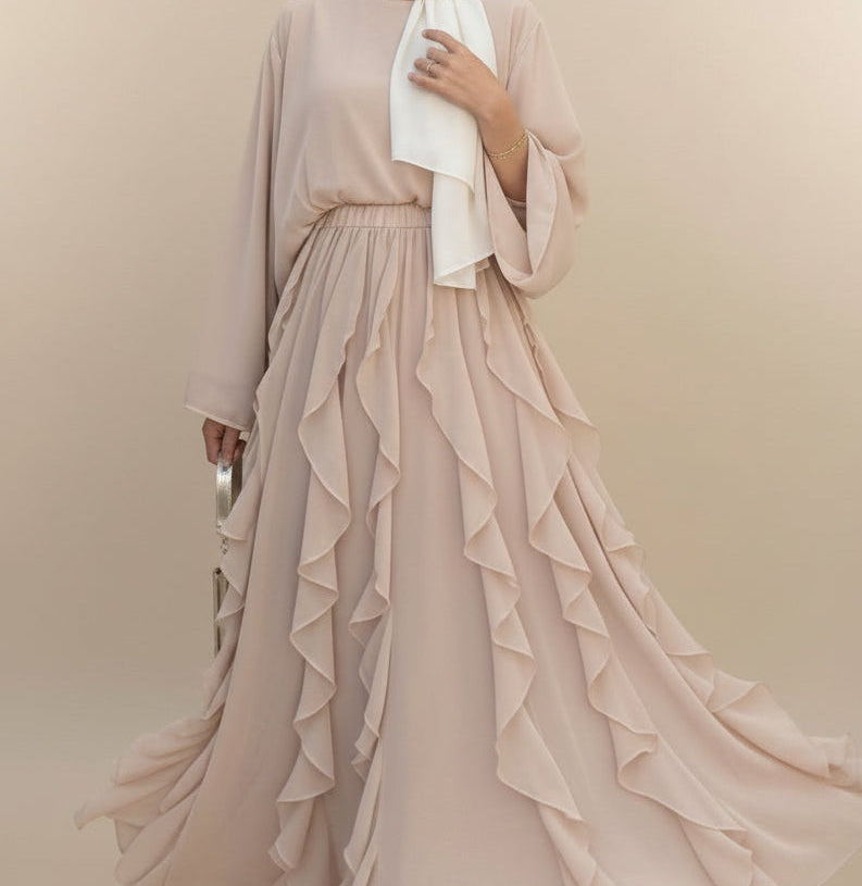 Sofia ruffle set- Rose beige