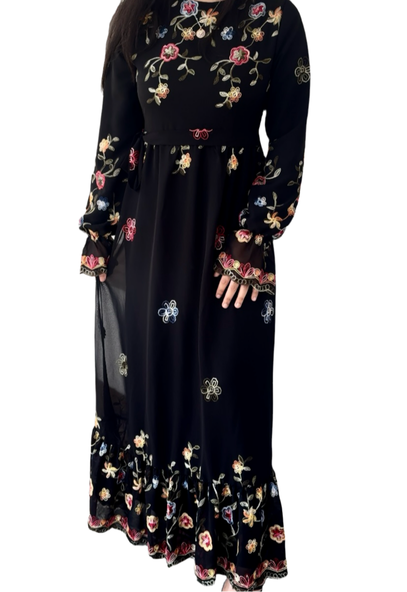 Jasmine Black floral maxi dress