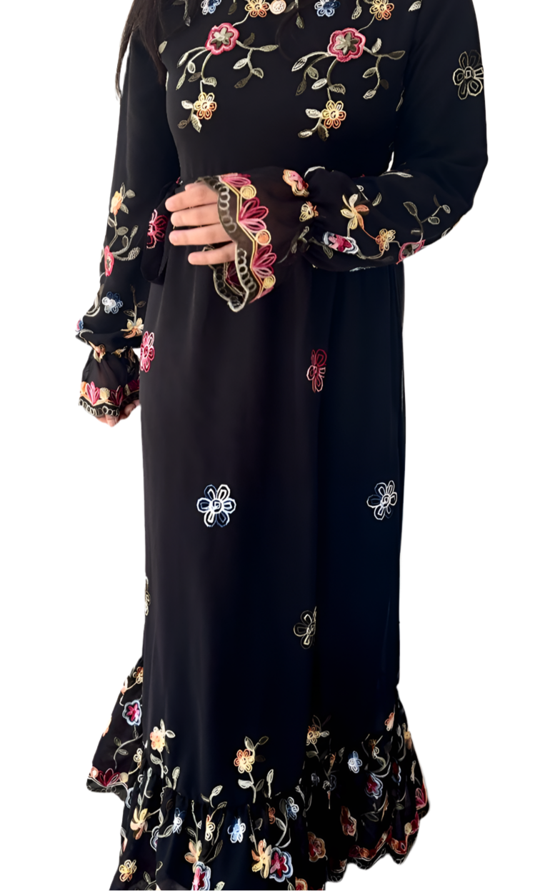 Jasmine Black floral maxi dress