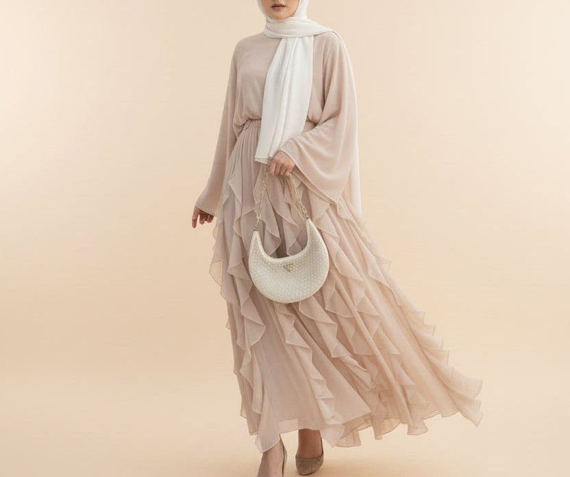 Sofia ruffle set- Rose beige