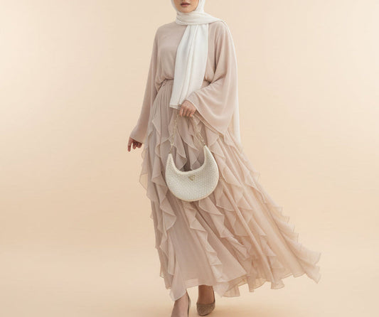 Sofia ruffle set- Rose beige